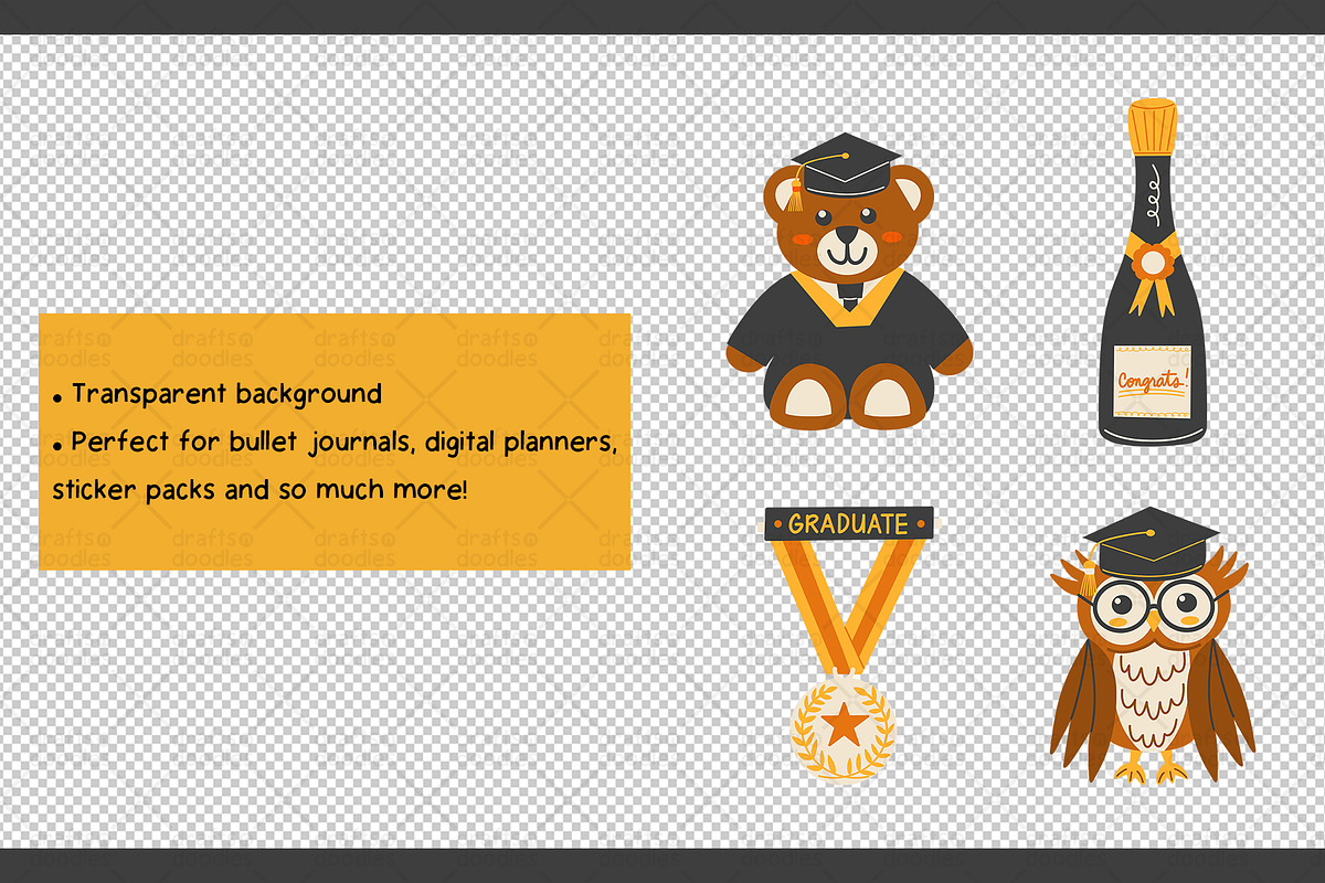Graduation Clipart and Patterns, a Pattern Graphic by Drafts n Doodles (Photo 3 of 11)