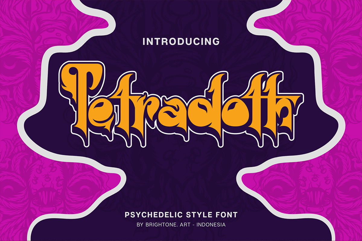 Tetradoth - Psychedelic Font, a Font by Brightone (Photo 1 of 9)