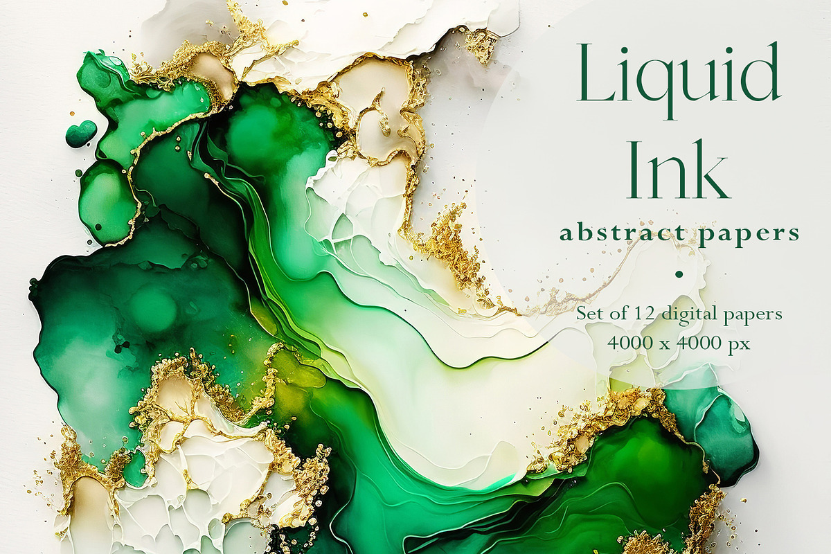 Green Alcohol Ink Backgrounds, a Background Graphic by PixelJungle (Photo 1 of 4)