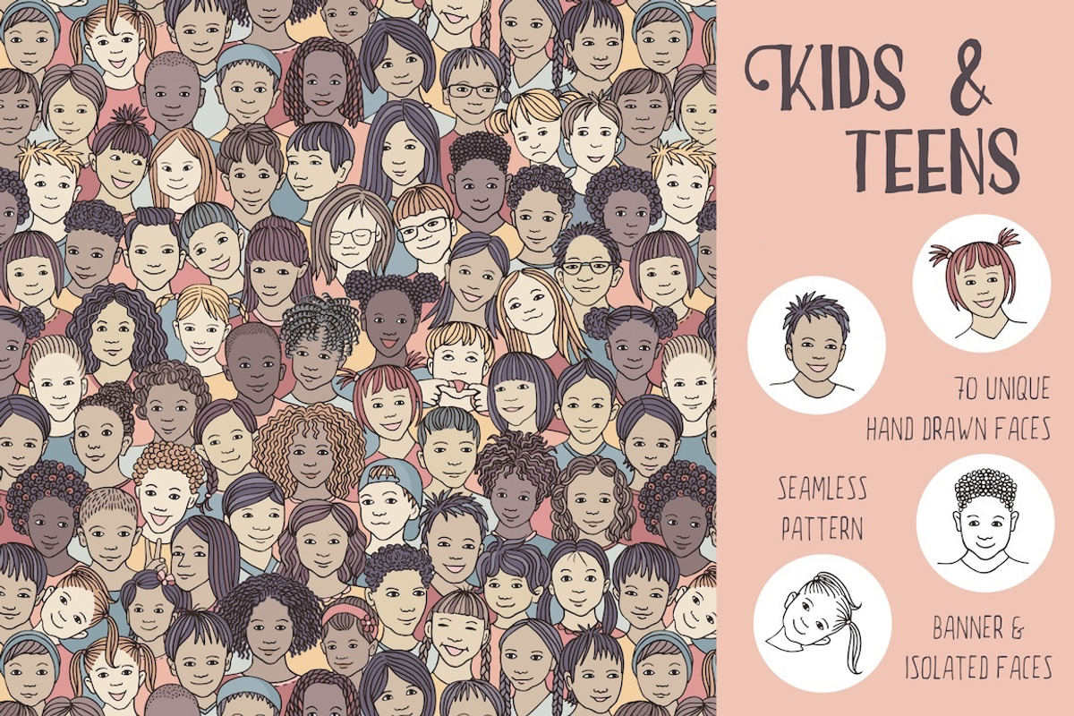Huge Collection of 220 Diverse Faces, a Person Illustration by Franzi draws (Photo 5 of 12)
