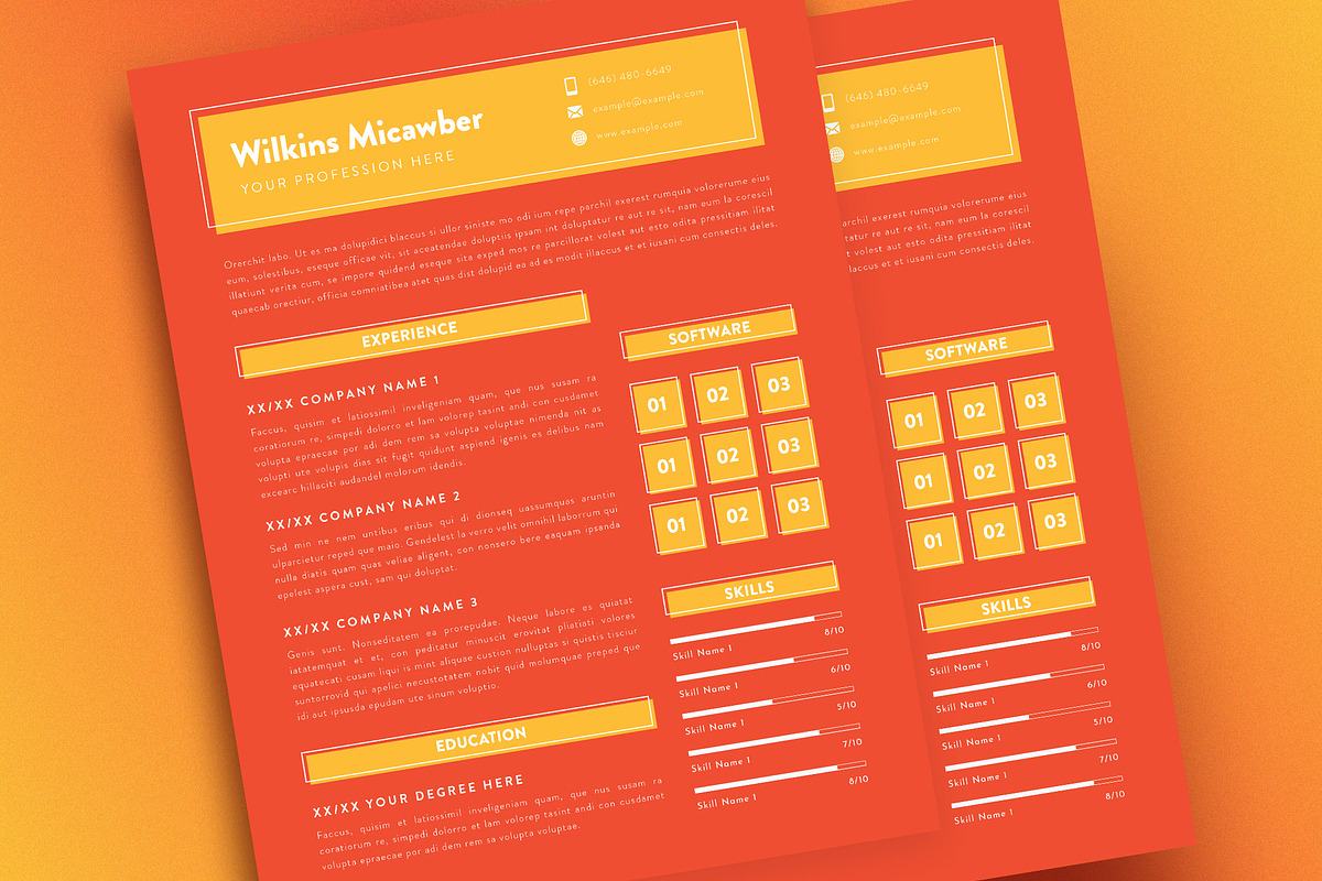 Vibrant Resume Layout Red & Orange, a Resume Template by wavebreak