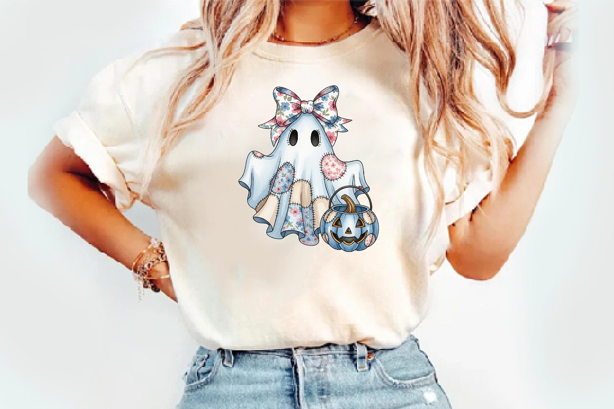 Halloween Blue Denim Ghost Png, an Illustration by Watercolor design (Photo 2 of 3)