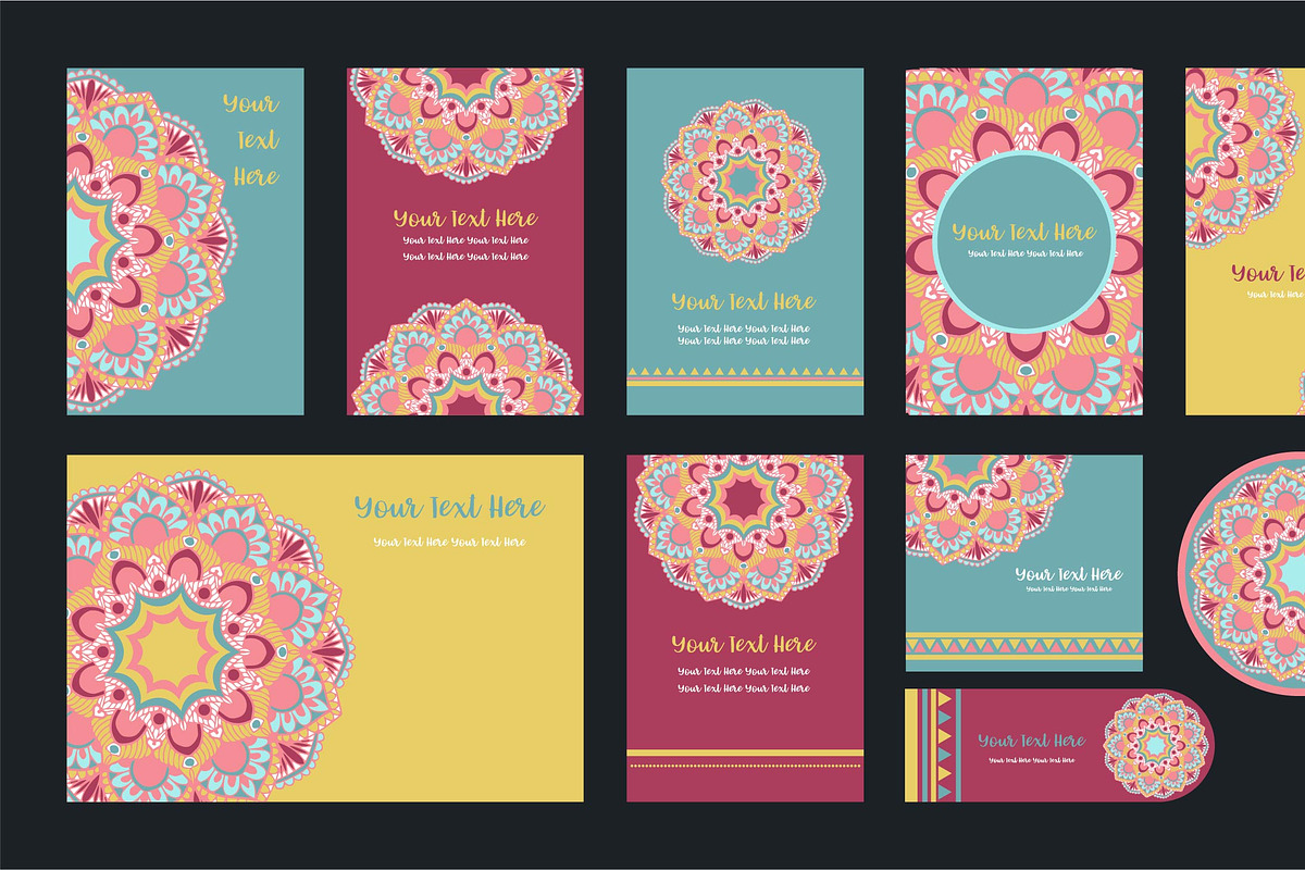 20 Mandala Vintage Template Card., a Card Template by Noree (Photo 9 of 20)