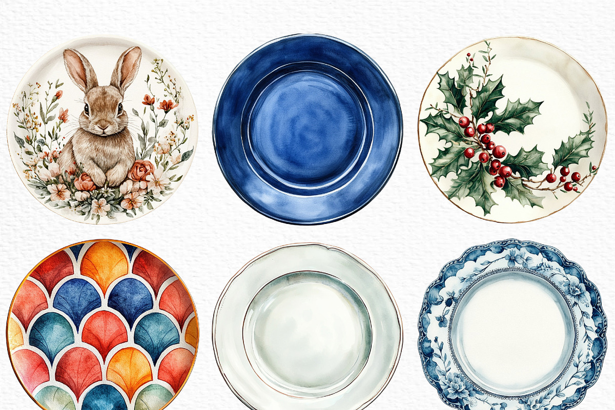 Dinner Plates Clipart, an Illustration by Craft Nest (Photo 4 of 6)