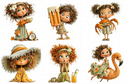 Summer Funny Girls Clipart, an Illustration by Daily.Designs (Thumbnail 5 of 6)