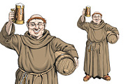 Happy monk holding beer mug, a Person Illustration by Ledokolua (Thumbnail 1 of 2)