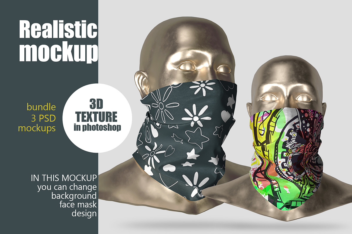 Bundle 3psd face masks mockups, a Mask Mockup by Radmila (Photo 1 of 10)