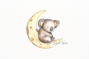 Chibi Koala on Moon Clipart, an Animal Illustration by New-School-Wave (Thumbnail 3 of 5)