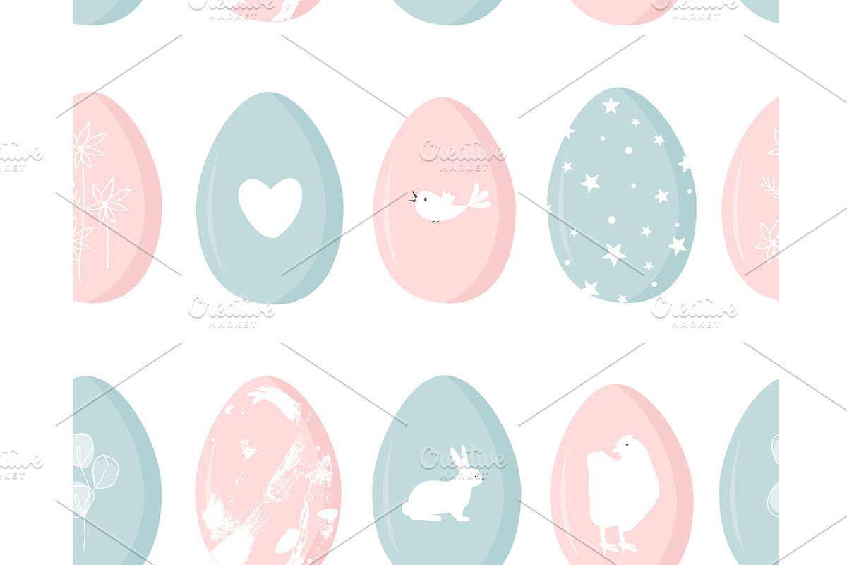 Easter seamless pattern with pink, an Illustration by Toltemara