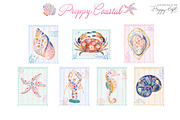 Preppy Coastal Watercolor Clipart, a Decorative Illustration by TheHappyGiftArt (Thumbnail 6 of 10)
