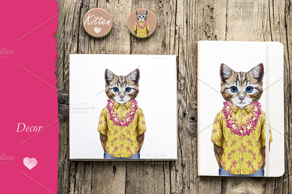 Kitten / Summer Time, an Animal Illustration by Victoria_Novak (Photo 2 of 3)