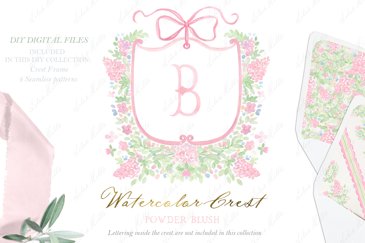 Powder Blush Pink Watercolor Crest, a Graphic by LABFcreations (Photo 1 of 4)