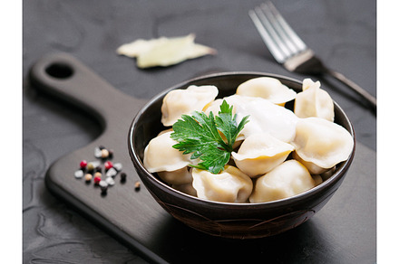 Russian pelmeni ravioli dumplings with meat stock photo containing meat and, a Food & Drink Photo by Fascinadora