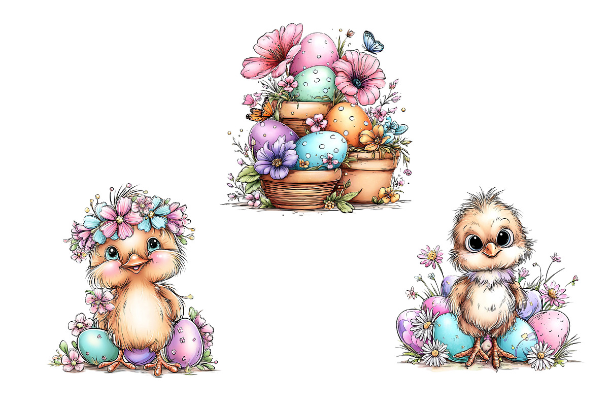 Whimsical Happy Easter Clipart, an Illustration by Dream Creation (Photo 7 of 7)