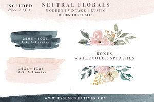 Neutral Watercolor Flower Graphics