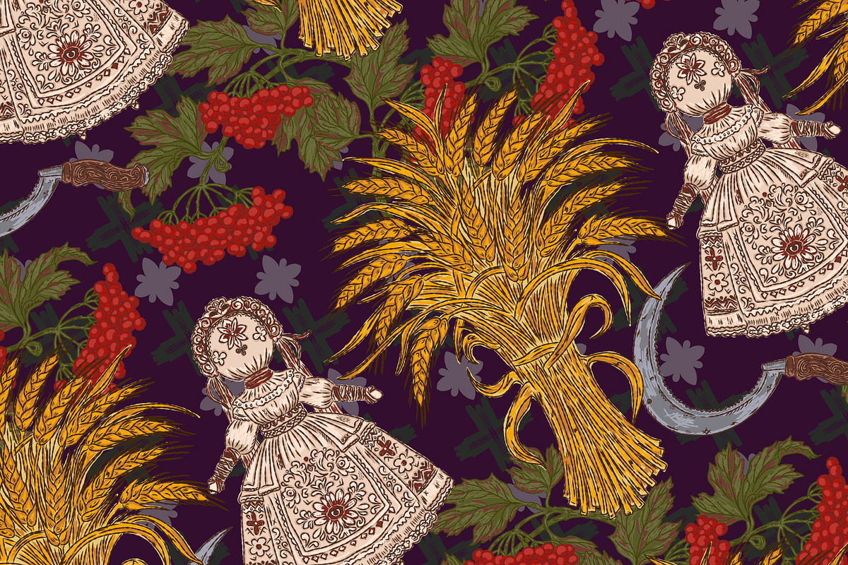 Slavic Harvest Folk Doll, a Pattern Graphic by NayaChu (Photo 3 of 6)