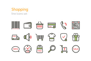 Line shopping icons