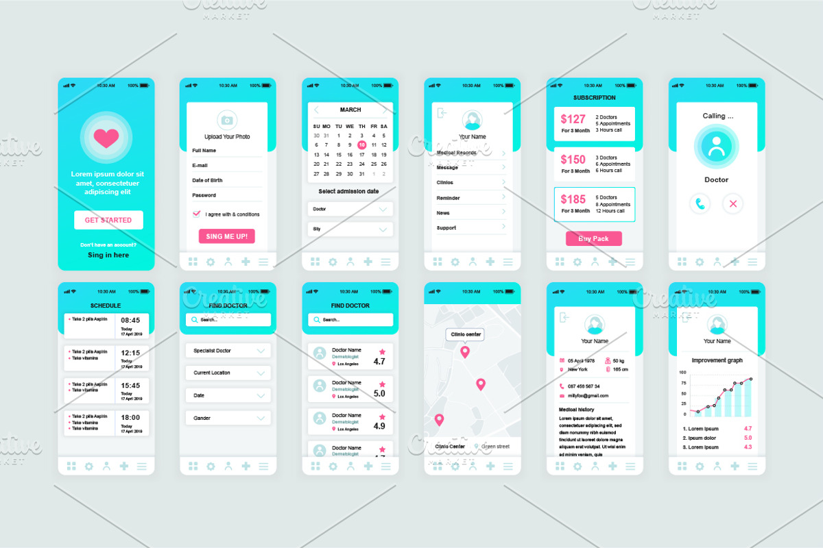 Mobile App UI Kit, a Templates & Theme by alexdndz (Photo 7 of 21)