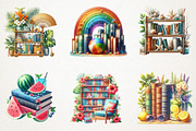 Summer Bookshelf Sublimation Clipart, an Illustration by RobertsArt (Thumbnail 5 of 5)