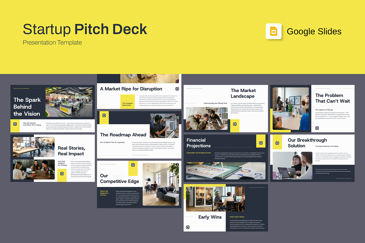 Startup Pitch Deck Google Slides, a Presentation Template by Bilicube Studio (Photo 1 of 5)