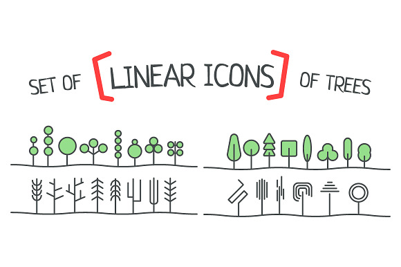 Linear Icons Of Trees.