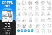 Green city outline icon set, an Outline Icon by Icons (Thumbnail 1 of 3)