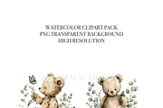 Floral Teddy Bears Clipart, a Decorative Illustration by Pati Charm Studio (Thumbnail 5 of 8)
