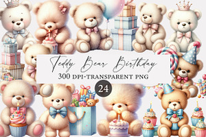 Teddy Bear Birthday Clipart, an Illustration by Designworld