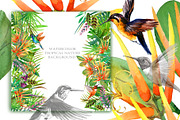 Watercolor Tropical plant & Bird, an Object Graphic by FineArt (Thumbnail 14 of 22)