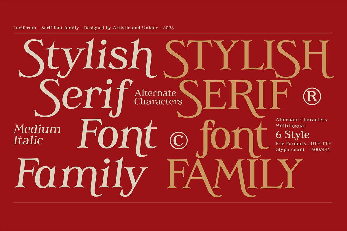 Luciferum - Serif font family, a Serif Font by Artistic & Unique (Photo 9 of 15)