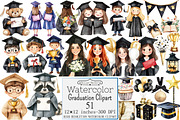 Watercolor Graduation Clipart, a Seasonal Illustration by Design Market (Thumbnail 1 of 5)