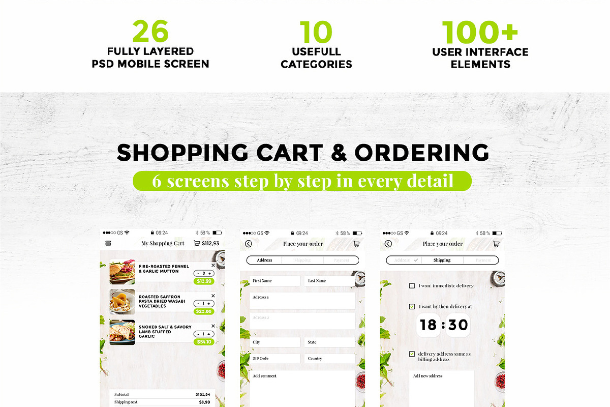 Premium White IOS Restaurant App ui, a Templates & Theme by Sladedesign (Photo 4 of 4)