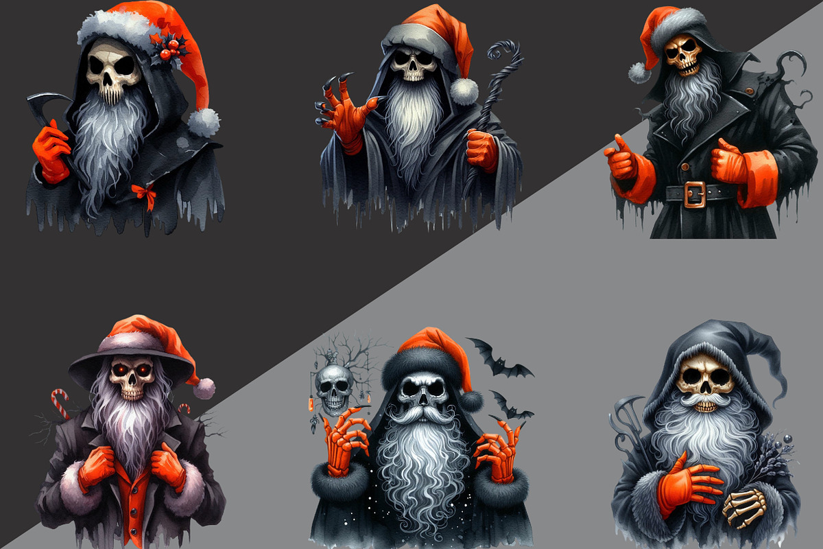 Spooky Santa Claus Clipart, an Illustration by Black Bird Studio (Photo 2 of 6)