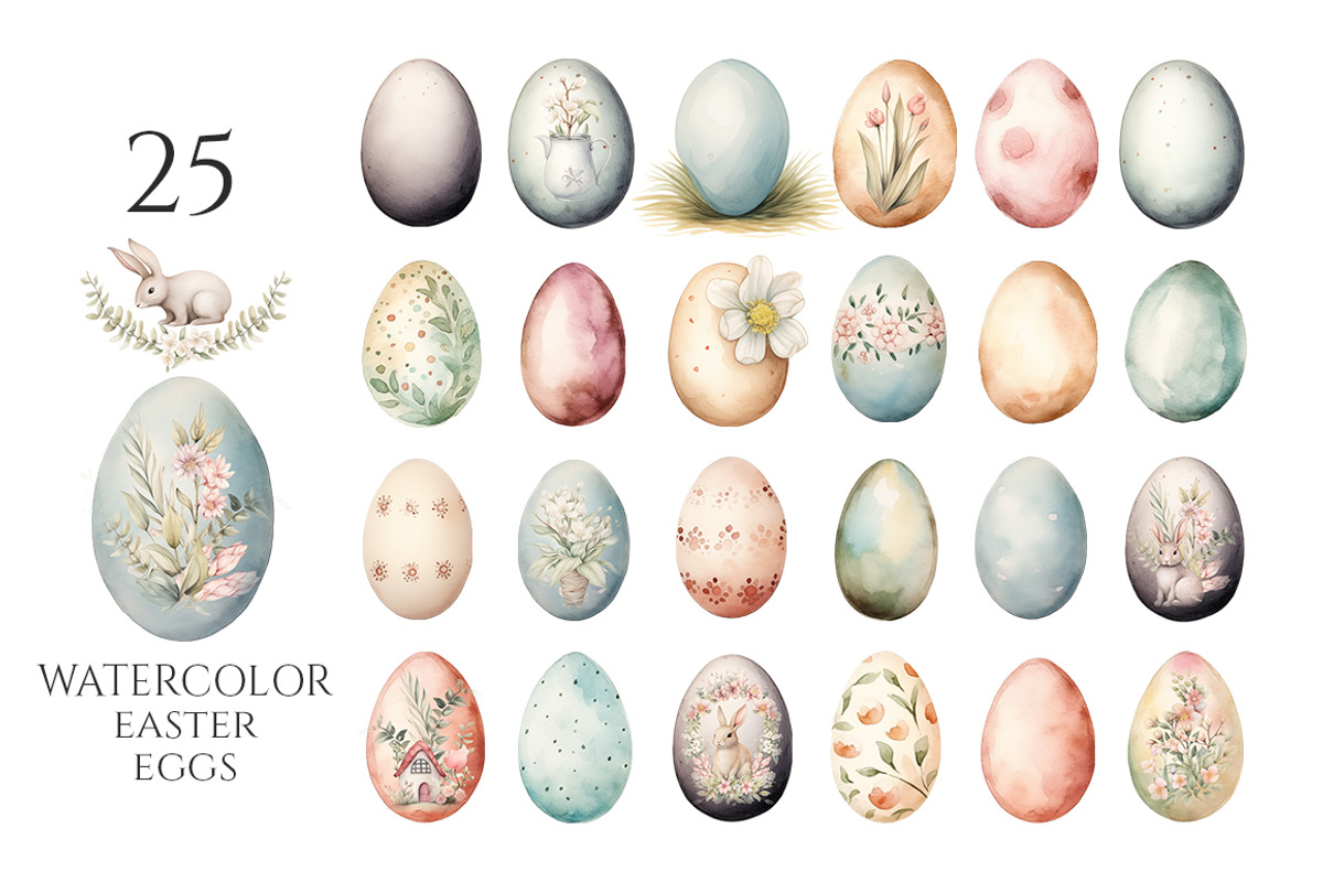 Watercolor Happy Easter Collection, a Decorative Illustration by Evgeniia (Photo 6 of 17)