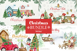 Watercolor Christmas bundle