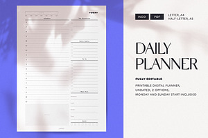 Undated Daily Planner / Printable, a Stationery Template by PickMimi