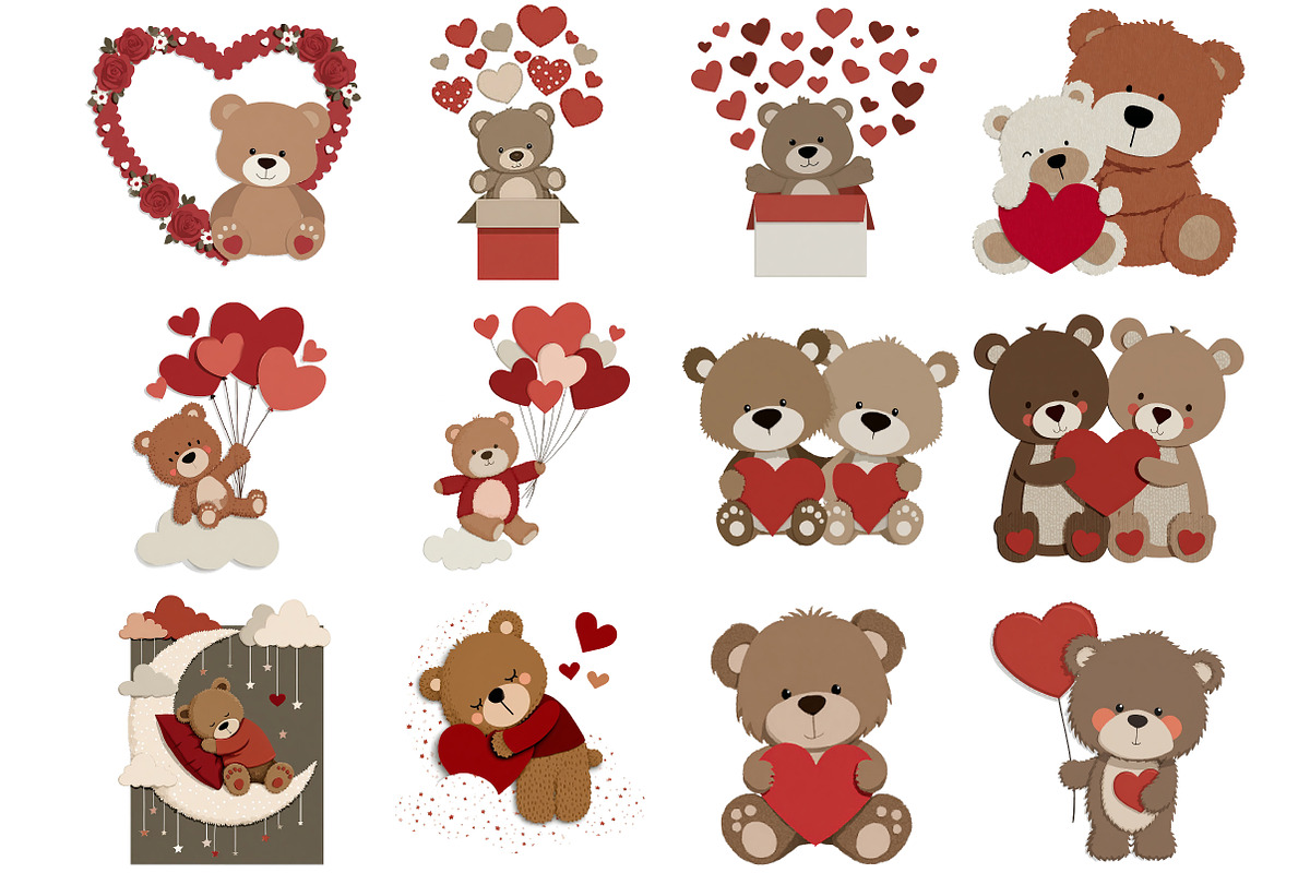 Teddy Bear Love Clipart, an Illustration by DreamArtGraphic (Photo 4 of 4)