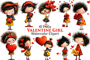 Valentine Girl Clipart, an Illustration by Pixels.Craft (Thumbnail 1 of 5)