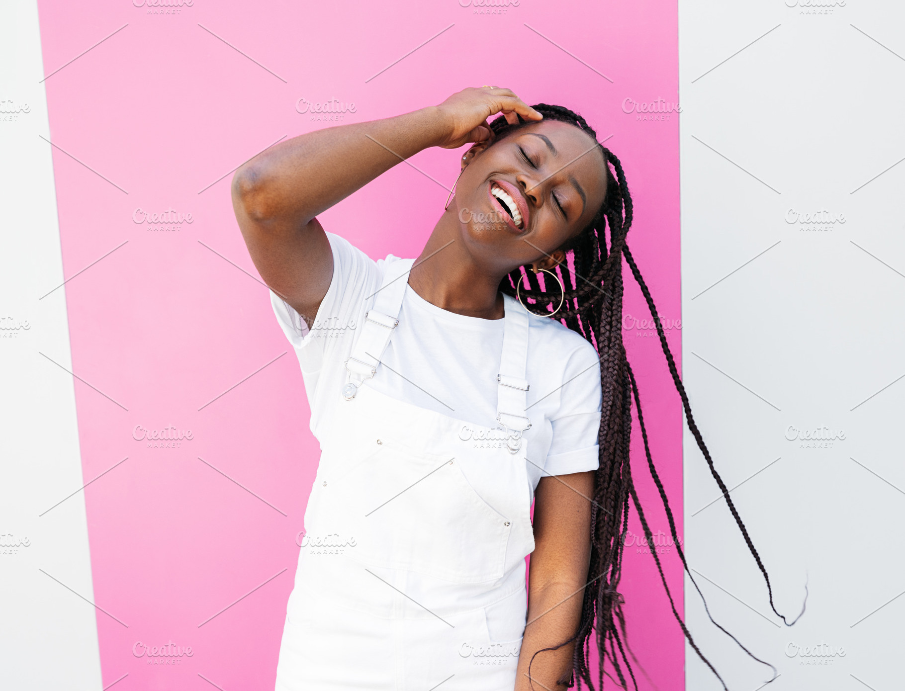 Happy girl in white casual clothes, a Person Photo by Artem Varnitsin
