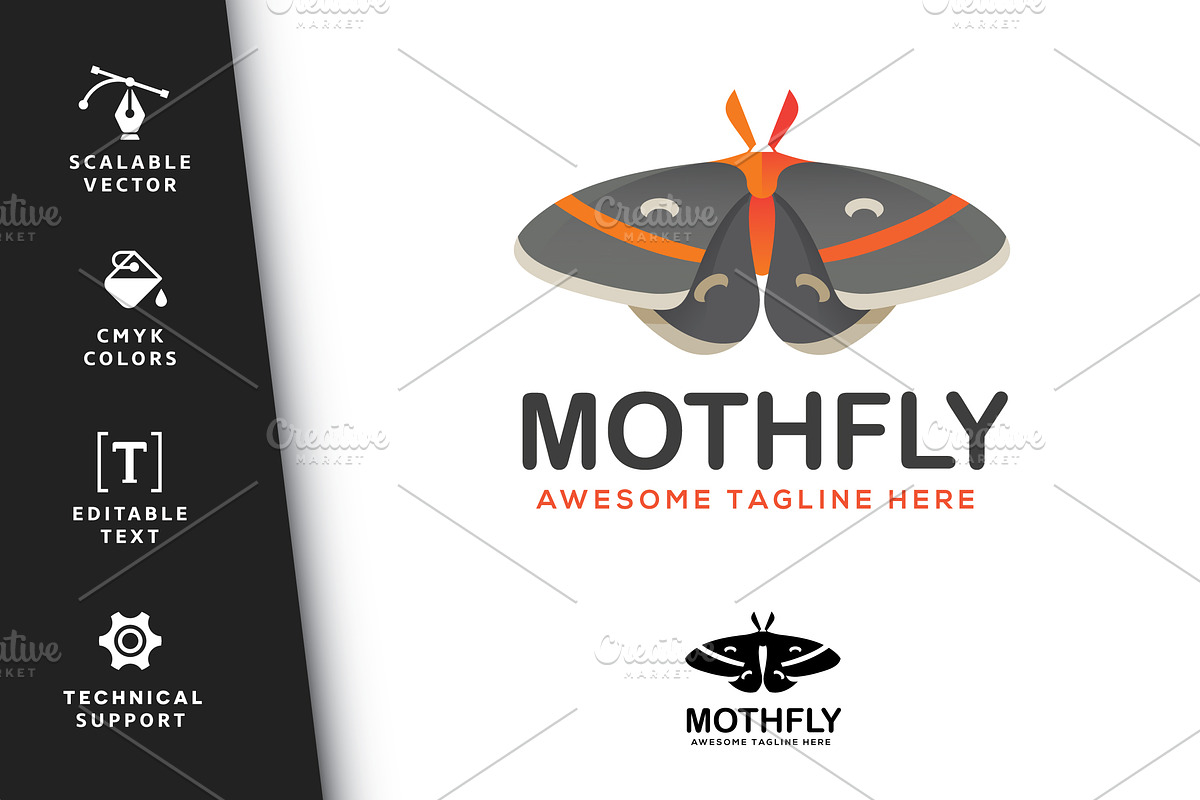 Mothfly Logo, a Branding & Logo Template by Scredeck