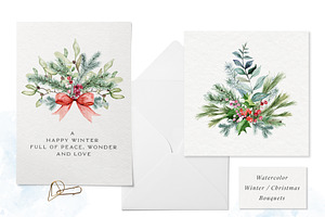 Winter Greenery Watercolor Graphics