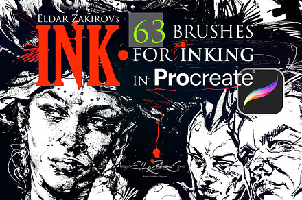 INK• 63 inking brushes for Procreate, a Brush Add-On by Eldar Zakirov's