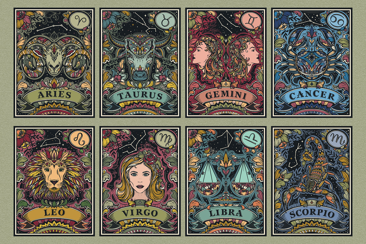 Zodiac Vector Set, a Decorative Illustration by Molly art (Photo 4 of 16)