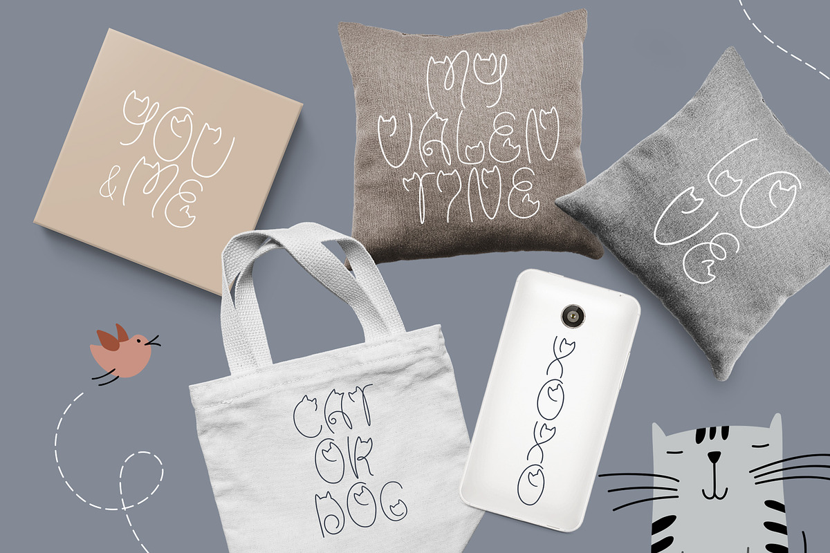 Cute Cat Hand Drawn Display Font, a Handwritten Font by Happy Letters (Photo 6 of 8)