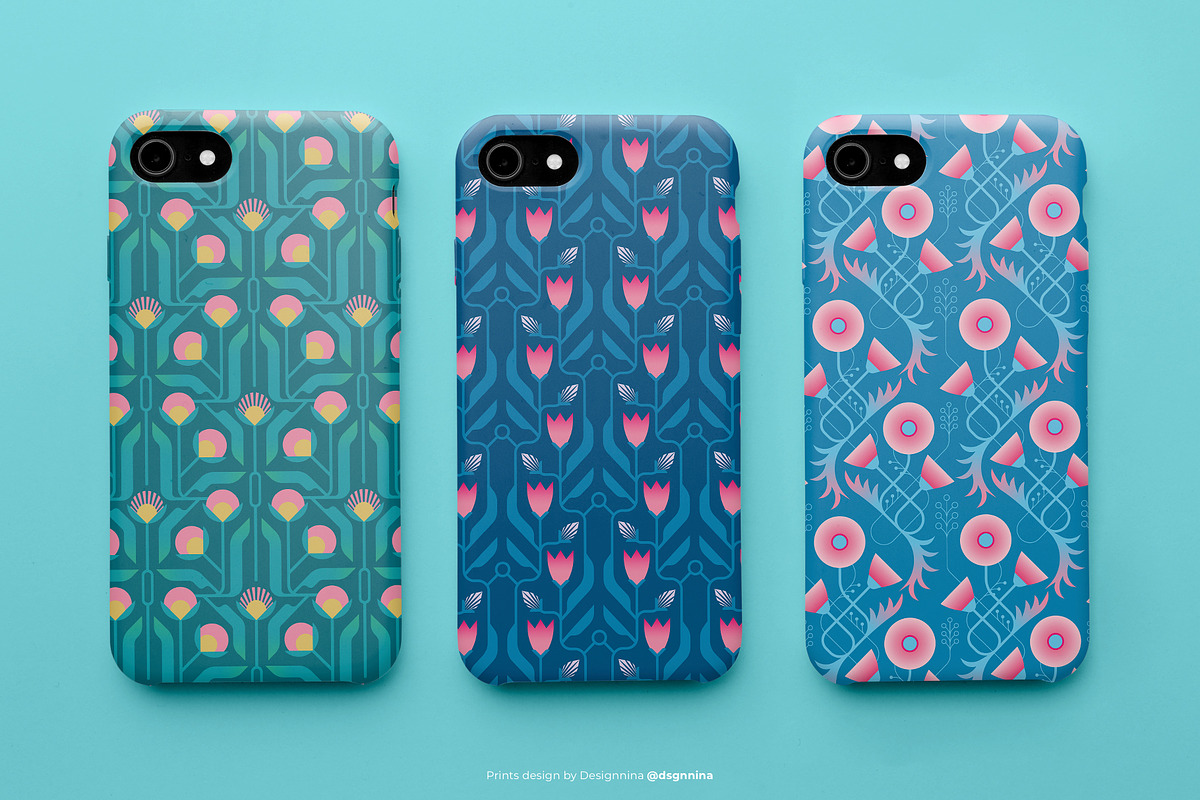 Geometrical Art Deco Floral Patterns, a Pattern Graphic by Designnina Shop (Photo 3 of 9)
