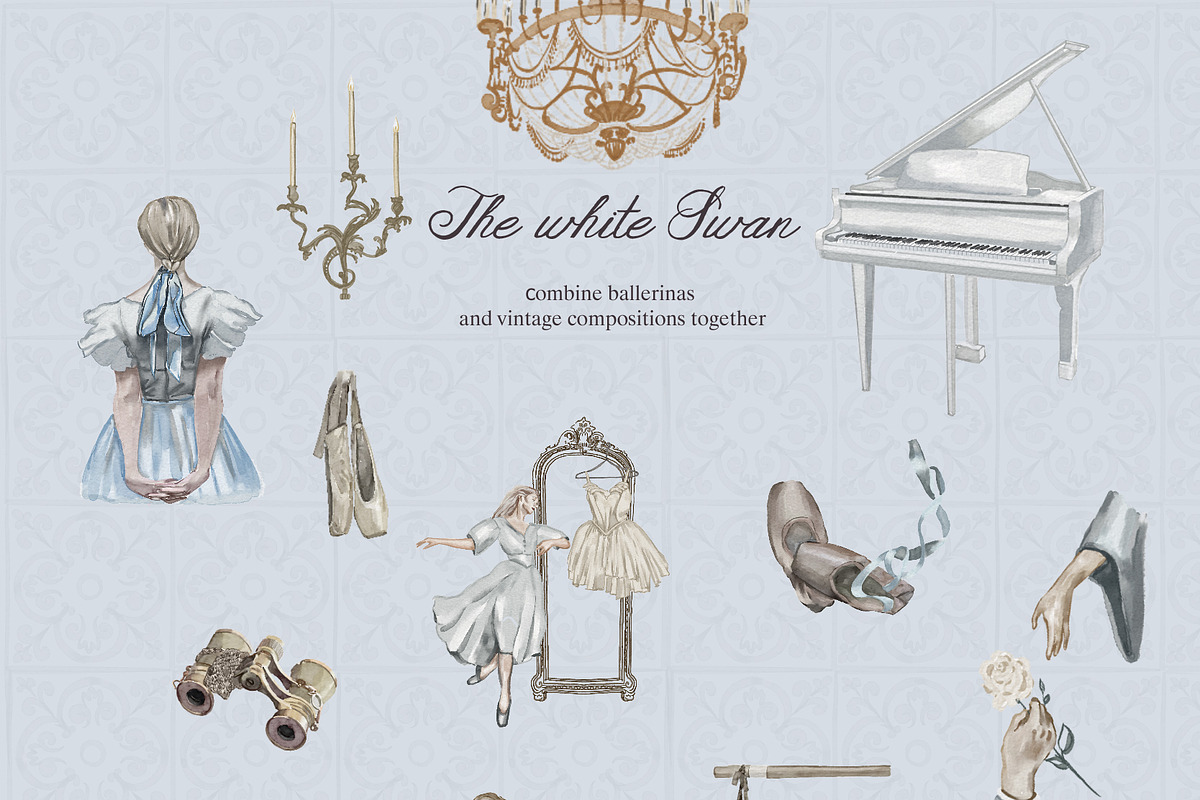 The White Swan Ballet vintage set, a Decorative Illustration by Amely.Art (Photo 7 of 14)