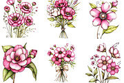 Pink Flowers Spring Clipart, an Illustration by Designking (Thumbnail 2 of 5)