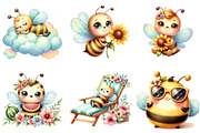 Cute Cartoon Bees Summer Clipart, an Illustration by DreamArtGraphic (Thumbnail 2 of 4)