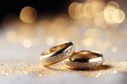 Wedding rings on bokeh background, c, a Photo by Iftikhar Alam