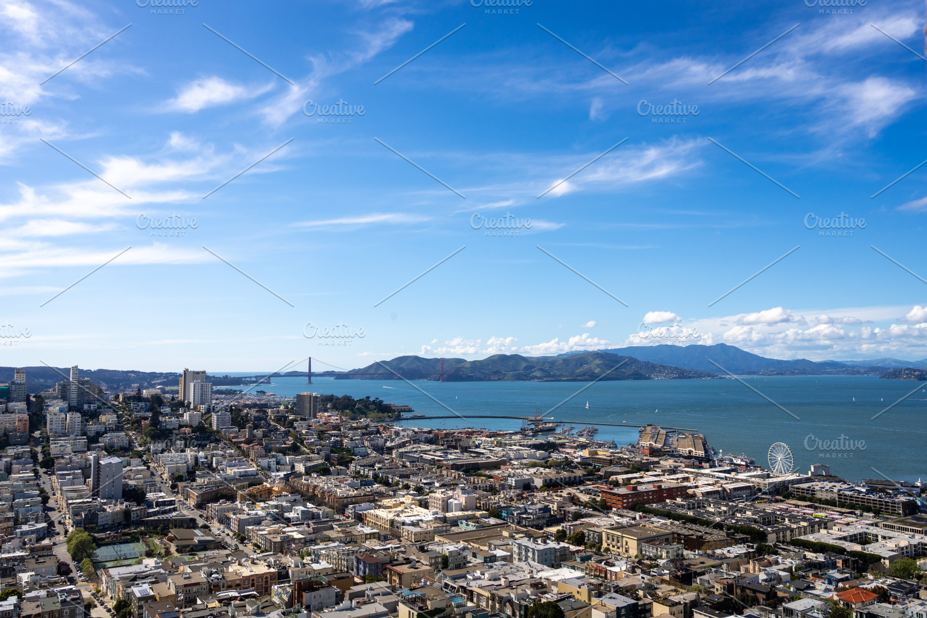 Panoramic view of San Francisco Bay and downtown skyline, USA, an Architecture Photo by GoodGoods